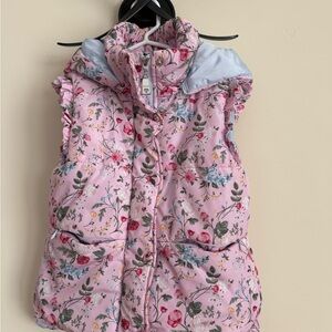 Monnalisa Floral Pink Kids Puffer Vest